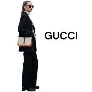 Authentic Gucci luxury designer vintage signature GG Web crossbody handbag purse